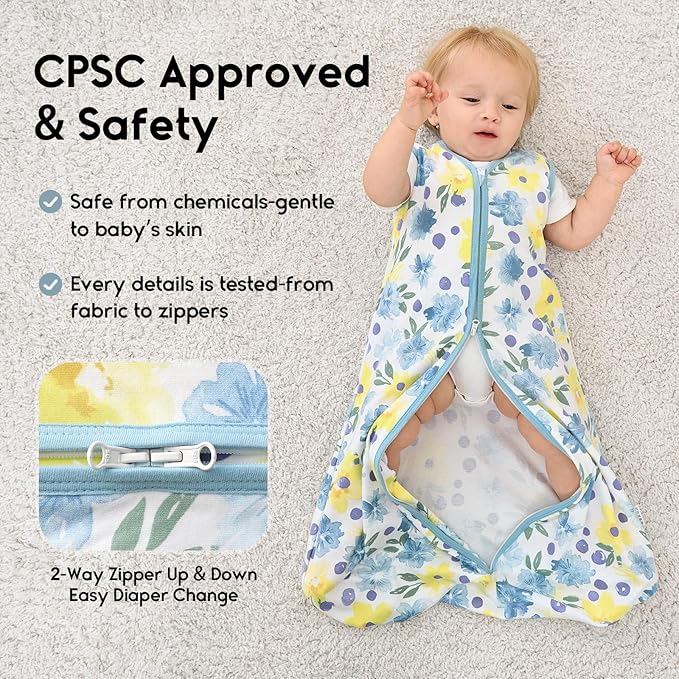 Yoofoss Baby Sleep Sack 18-24 Months 0.5 Tog Wearable Blanket for Baby, 3 Pack 100% Organic Cotton Infant Toddler Sleeping Sack 2-Way Zipper Lightweight Sleep Sack