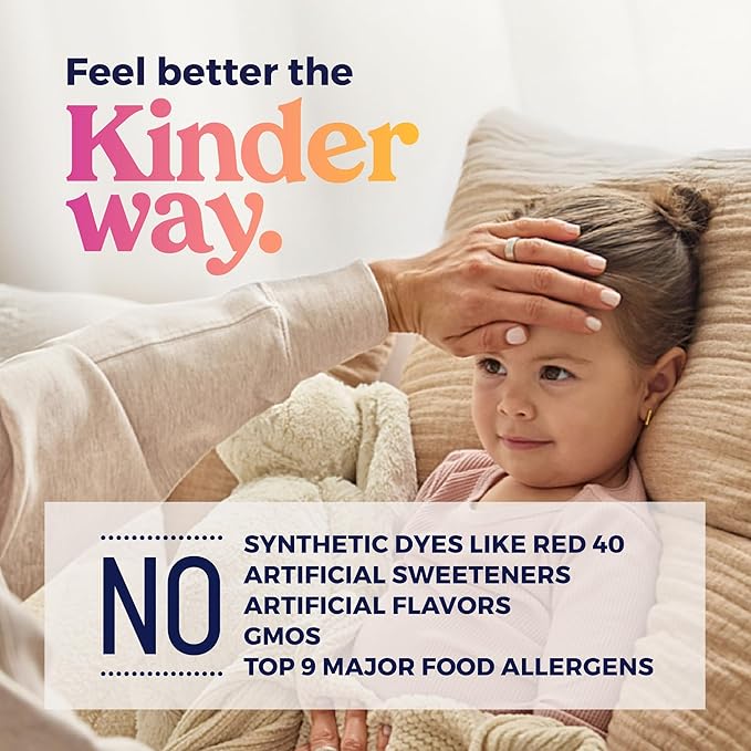 KinderMed Kids' Daytime Cough & Congestion Medicine, Ages 4-11 Years, No Dyes, No Artificial Flavors, No Artificial Sweeteners, Vegan, Non-GMO, Gluten Free, Organic Berry Flavor, 4 fl. oz (Pack of 2)