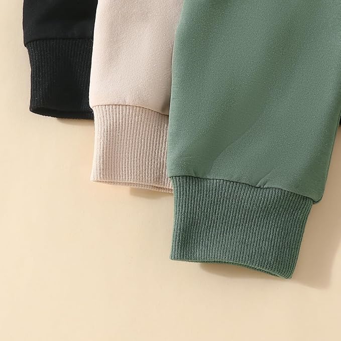 Sejardin Toddler Baby Boy Girl Pants 3 Pack Solid Color Elastic Waist Jogger Sweatpants Newborn Infant Casual Bottoms