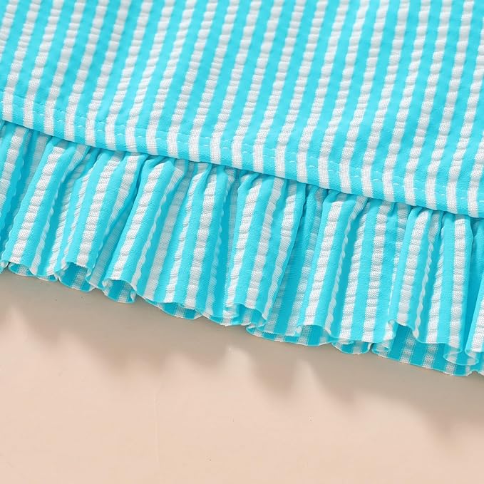 YOUNGER TREE Toddler Girls Two Pieces Swimsuit Color Block Stripe Swimwear Summer Beach Bathing Suit 18M-5T