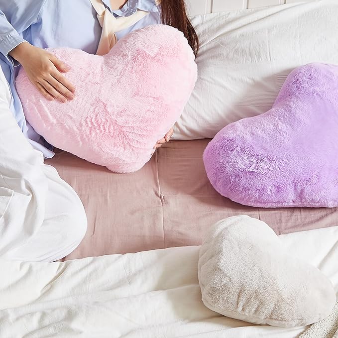EastTree Heart Pillows, Dusty Pink Heart Shaped Pillows, Ultra Soft Extra-Large Fluffy Pillows, Love Throw Pillows Gifts, Women Girls Living Room Decor 15x18 Inch