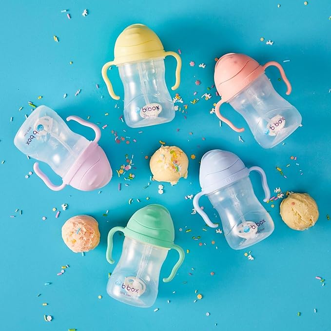 b.box Sippy Cup with Weighted Straw. Drink from any Angle, Leak Proof, Spill Proof, Easy Grip. BPA Free, Dishwasher Safe. For Babies 6m+ to Toddlers (Grape, 8oz)