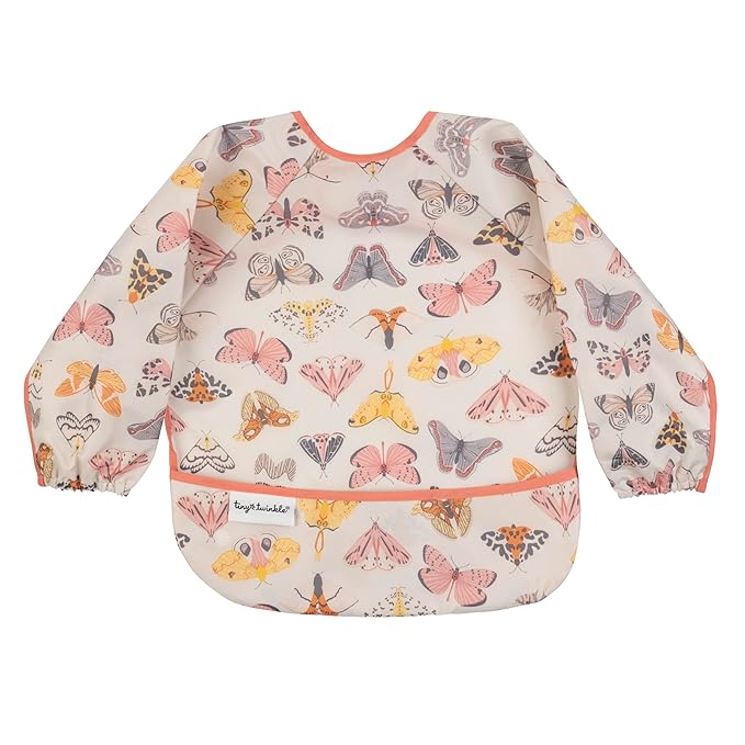 Tiny Twinkle Long Sleeve Bib for Babies & Toddlers – Waterproof Smock Bib for Eating – Machine Washable & Mess-Proof, Baby Feeding Essential & Shower Must-Have(Flutter, 2-4Y)