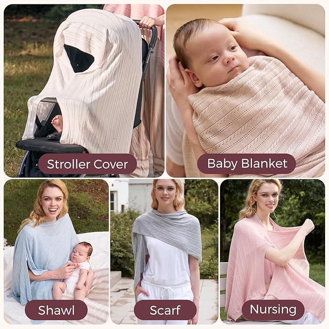 Momcozy Ultra-Light Nursing Cover for Breastfeeding, Soft Breathable Tencel™ Lyocell Fabric, Multi-Use Feeding Shawl, Newborn Essentials Must Haves(Blue)