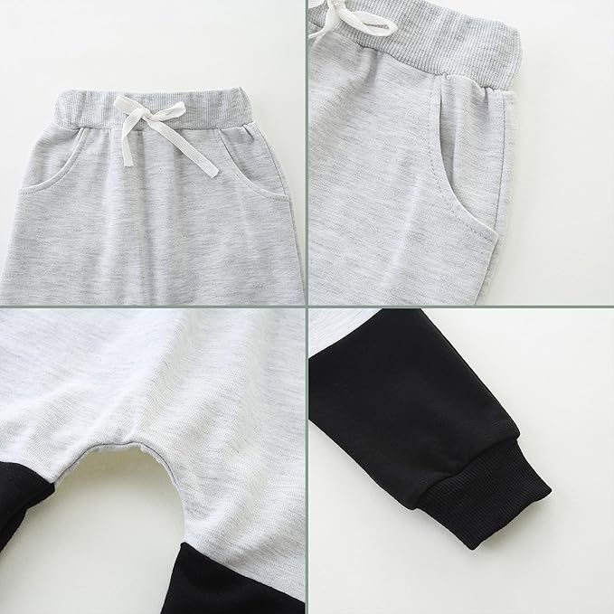 Baby Boy Outfits Short Long Sleeve Pants Clothes Set Spring Summer Hooded Patchwork Sweatshirt