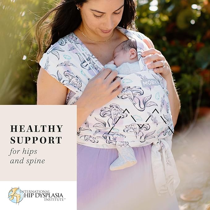 Moby Baby Wrap Carrier Featherknit for Newborns to Toddlers (8-33lbs), Infant Sling Carrier, Lightweight & Hands Free Design, Adjustable for All Body Types (Disney's Ariel in Amethyst)