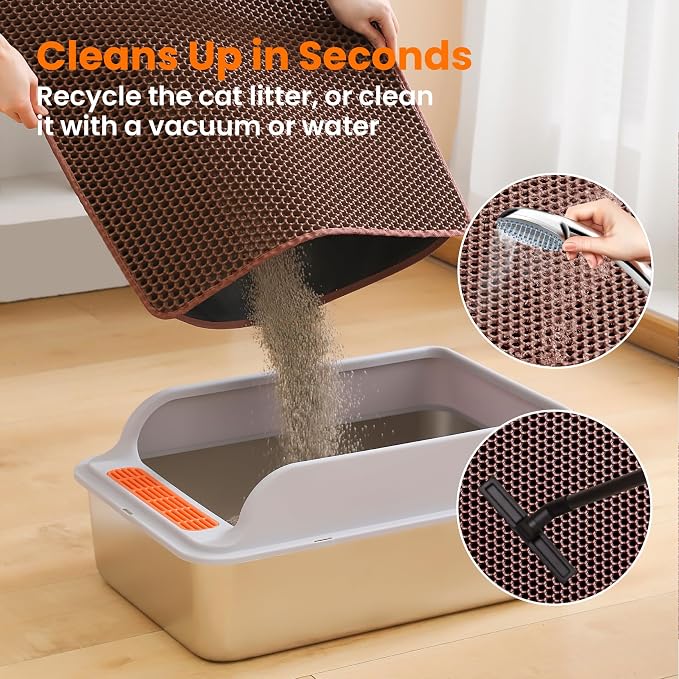Jumbo Cat Litter Mat, 46x26 Inches Double Layer Honeycomb Litter Trapping Mat - Image 5