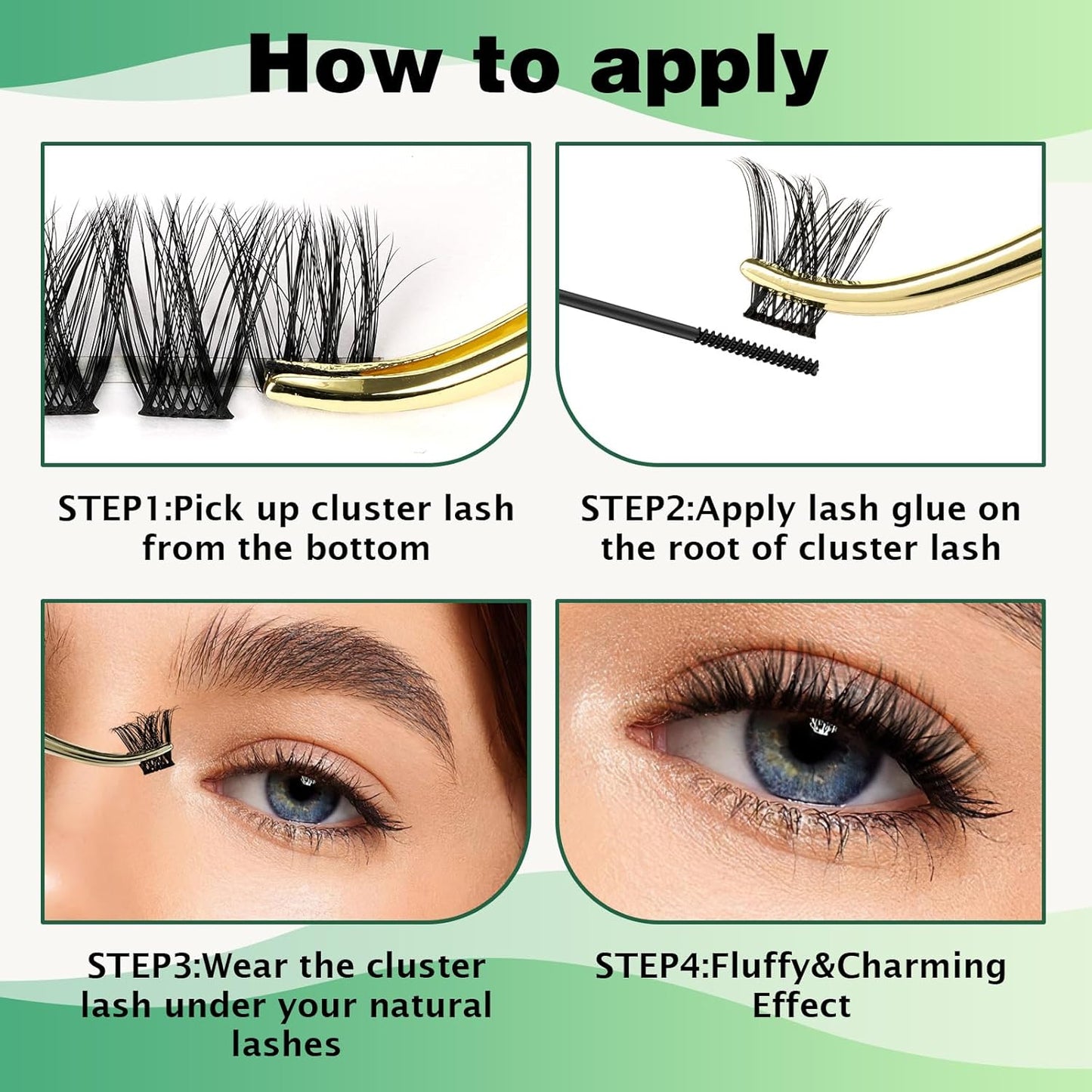 Lash Clusters 96pcs Individual Lashes Y01 D Curl 10mm Eyelash Clusters KEYYOU Volume Wispy Lash Extension Soft&Comfortable Easy DIY at Home(Y01 D-10mm)