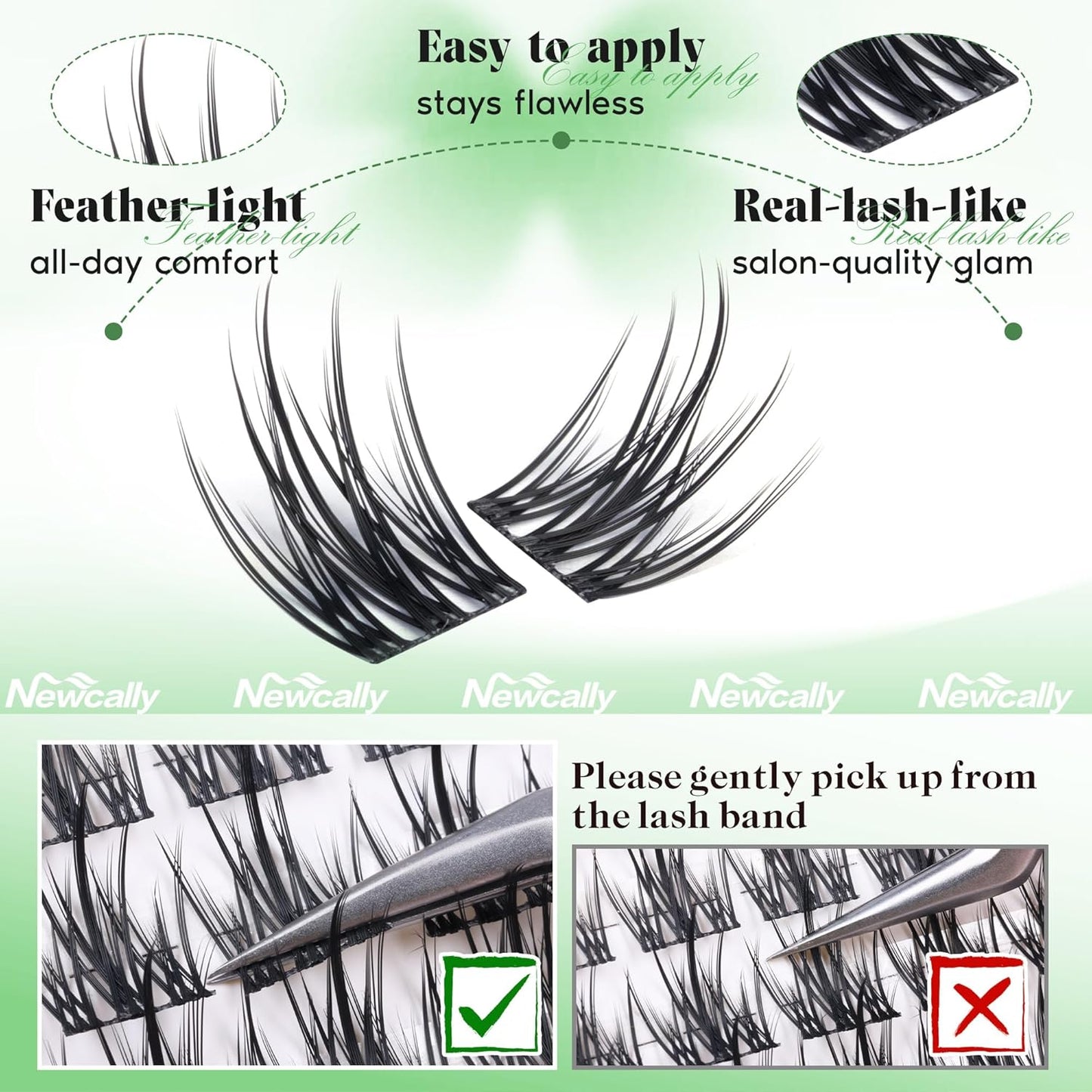 Wispy Lash Clusters Natural Look Eyelash Clusters Eyelash Extension C-curly Manga Individual Lashes 10-16mm DIY Lash Extension at Home by Newcally