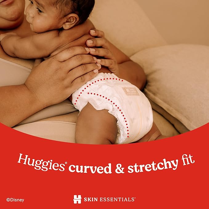 Huggies Size 1 Diapers, Skin Essentials Baby Diapers, Size 1 (8-14 lbs), 204 Count (3 Packs of 68), Packaging May Vary
