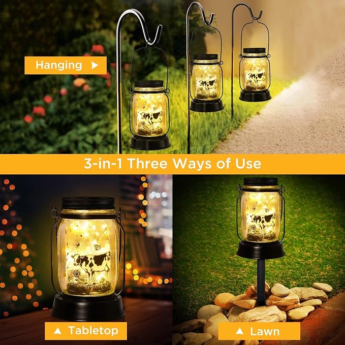 kyoryuger Cow Gifts for Women/Men Cow Lovers Solar Lantern Mom Birthday - Image 5