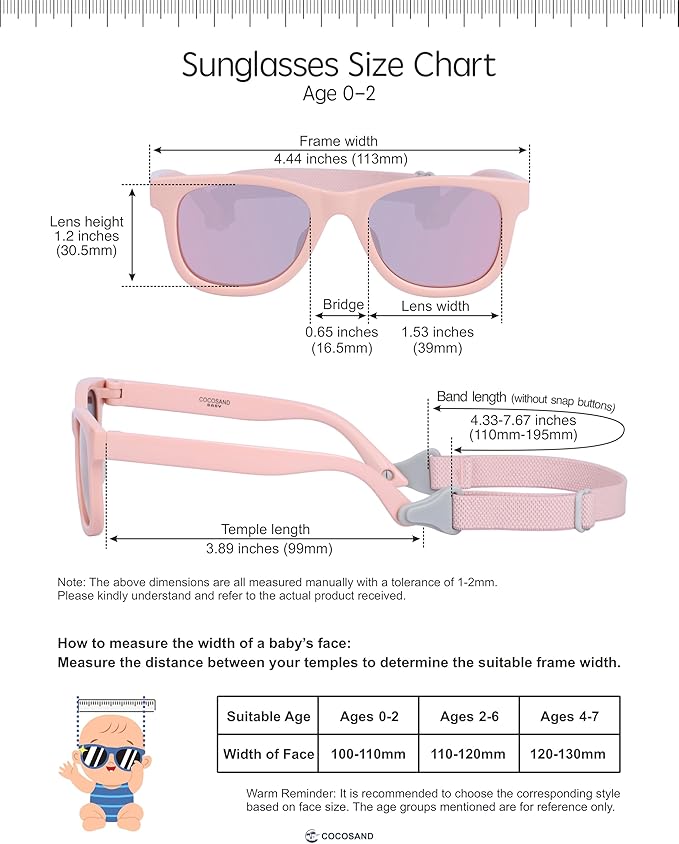 COCOSAND Flexible Baby Sunglasses with Strap Polarized UV Protection for Toddler Infant Newborn Boy Girl Age 0-24 Months