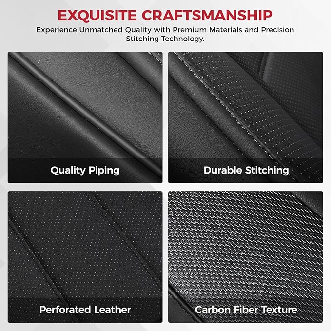 FREESOO Black Car Seat Covers Full Set - Faux Nappa Leather Seat Covers for Cars, with Front Seatbelt Pads, Waterproof Breathable Cushion Protectors Fit for Most 5 Seats Automative Sedans SUV Trucks
