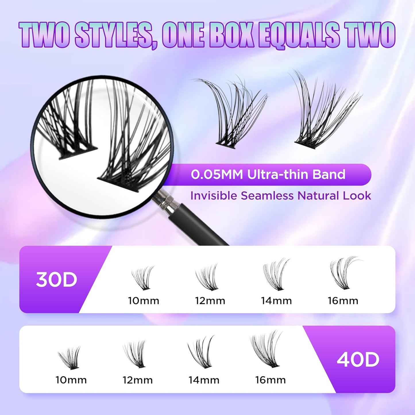 Lash Extension Kit DIY Lash Clusters Kit Eyelash Extensions Individual Lashes Extensions with (Lash Bond,Tweezers,280Pcs, 30D+40D, 0.07D, 10-16)
