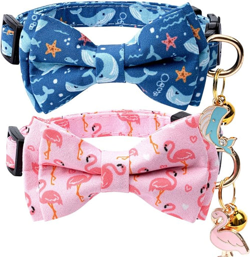2 Pack Cotton Cat Collar with Bow Tie and Bell by Unknown
