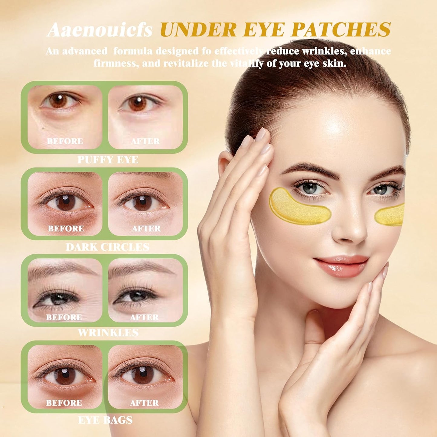 Clay Mask Set (10 Pods) Gold Eye Patches (20 Pairs), Mud Mask Deep Pore Cleansing Acne Blackhead Removal, Eye Patches for Puffy Eyes Dark Circles, Men & Women Facial Mask Eye Masks Skin Care.