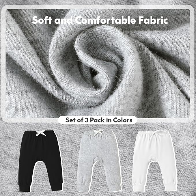 DREAM BUS Pack of 3 Toddler Jogger Pants with Pocket Toddler Boy Sweatpants Baby Boy Pants Infant Newborn Leggings