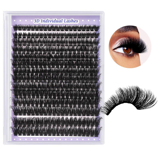 B&Qaugen Lash Clusters 3D Thick Eyelash Clusters 280pcs Cluster Eyelash Extensions 10-18mm 100D Wispy Individual Lashes Volume Lash Clusters DIY Lash Extensions at Home (100D-MIX10-18mm), Black