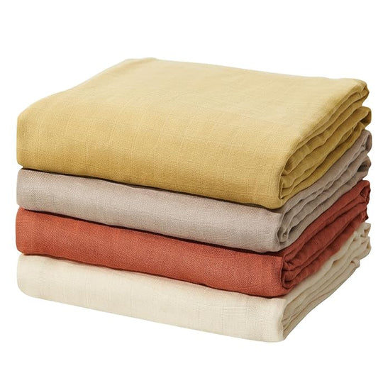 Momcozy Muslin Swaddle Blankets, Ultra Soft Neutral Swaddle Blanket, Breathable Large 47'' x 47'' Baby Infant Newborn Boys Girls Swaddling Receiving Blanket Wraps, Retro Red Brown