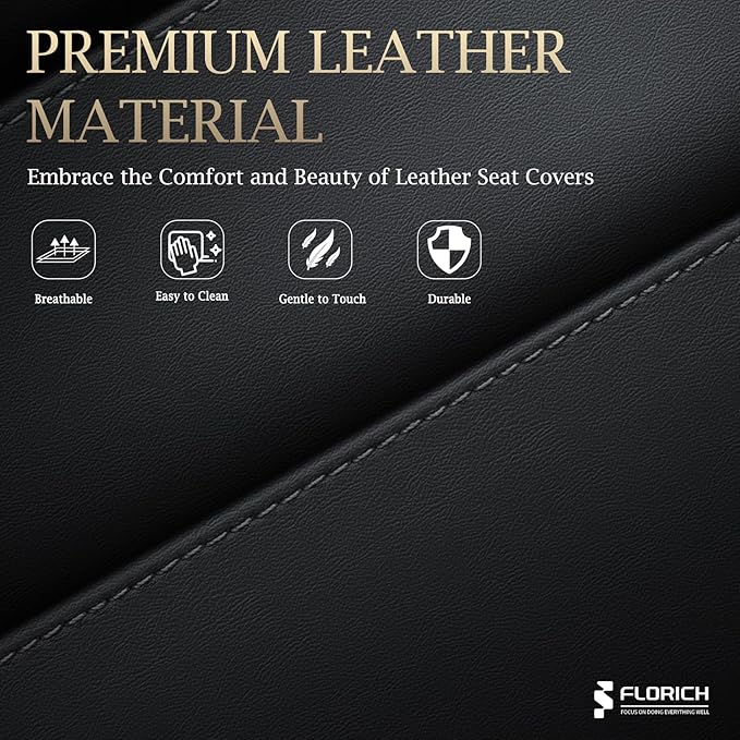 FLORICH Rear Seat Covers Leather Car Seat Covers Waterproof Back Seat Cover Automotive Seat Covers Universal Seat Cushion Protector for Most Cars Trucks SUV-Gray&Black