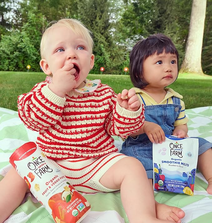 Once Upon a Farm Organic Baby & Toddler Snack Sampler, Puffs, Coconut Melts, Tractor Wheels, Made with Real Fruit & Veggies, No Added Sugar, Non-GMO, 9 Count