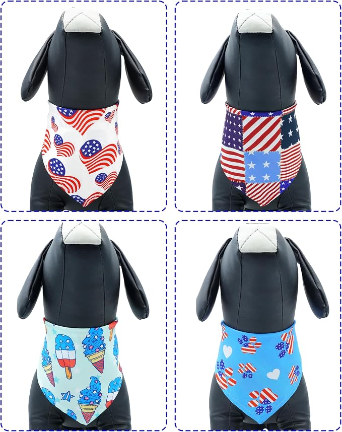 PET SHOW 50 Pack 4th of July Dog Bandanas Bulk Washable American Flag Dog - Image 5