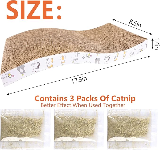 PatiencET 3 Pack Cat Scratcher Pad Recycle Corrugated Cat Scratching Pad Type S - Image 4