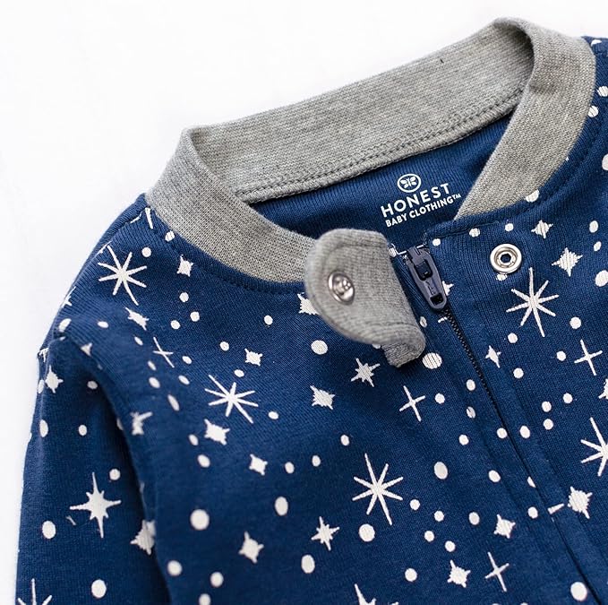 HonestBaby Baby Sleep N' Play One-Piece Zip-Front Footed Organic Cotton Pajama Sleeper