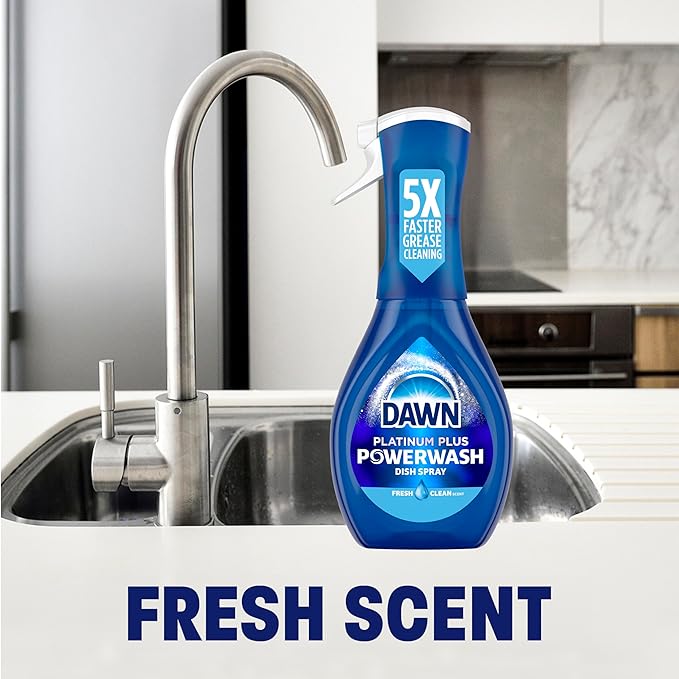 Dawn Powerwash Spray, Dish Soap, Dishwashing Liquid, Cleaning Supplies, Fresh, 1 Starter Kit + 1 Refill, 32 Fl Oz