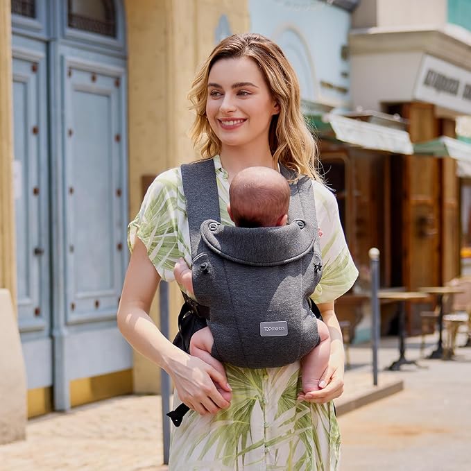 Newborn Carrier, Soft and Lightweight Baby Carrier Wrap | Ergonomic, Adjustable Neck Support | Ideal for Newborn 7-24 lbs | Enhanced Comfort and Support, Deep Grey