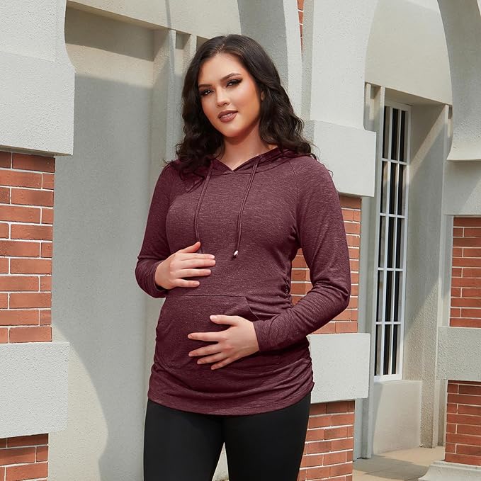 GINKANA Maternity Hoodie Long Sleeves Shirts Casual Maternity Top Pregnancy Sweatshirt Casual Clothes
