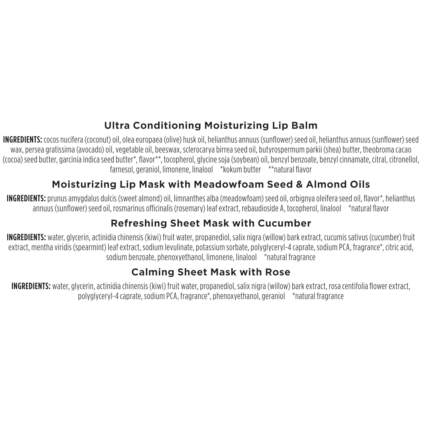 Burt’s Bees® Mask Bundle Gift Set; Moisturizing Lip Mask, Ultra Conditioning Lip Balm, Refreshing Sheet Mask, Calming Sheet Mask; Festive Packaging; 1 Gift Set (Pack of 6)