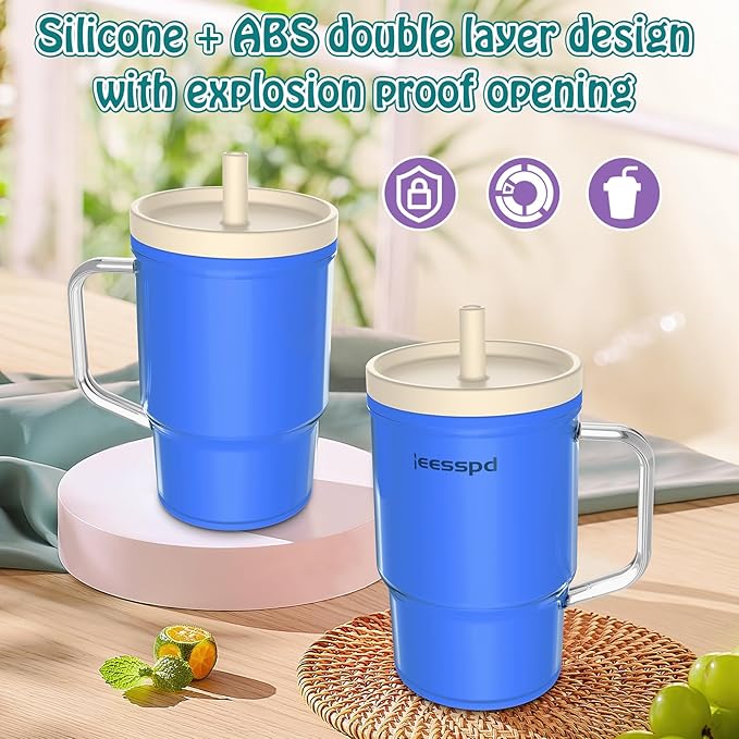 Toddler Cups – 9 oz Adorable Miniature Tumbler with Leak-Resistant Straw and Toddler-Friendly Handle, Encourages Hydration, Easy to Clean, Sippy cups for Toddlers 1-3，BPA Free silicone (Ocean)