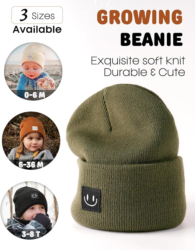 FURTALK Baby Beanie Cute Toddler Winter Hat Knit Boys Girls Warm 2 Pack Kids Embroidered Beanies Cap for 0-8 Years
