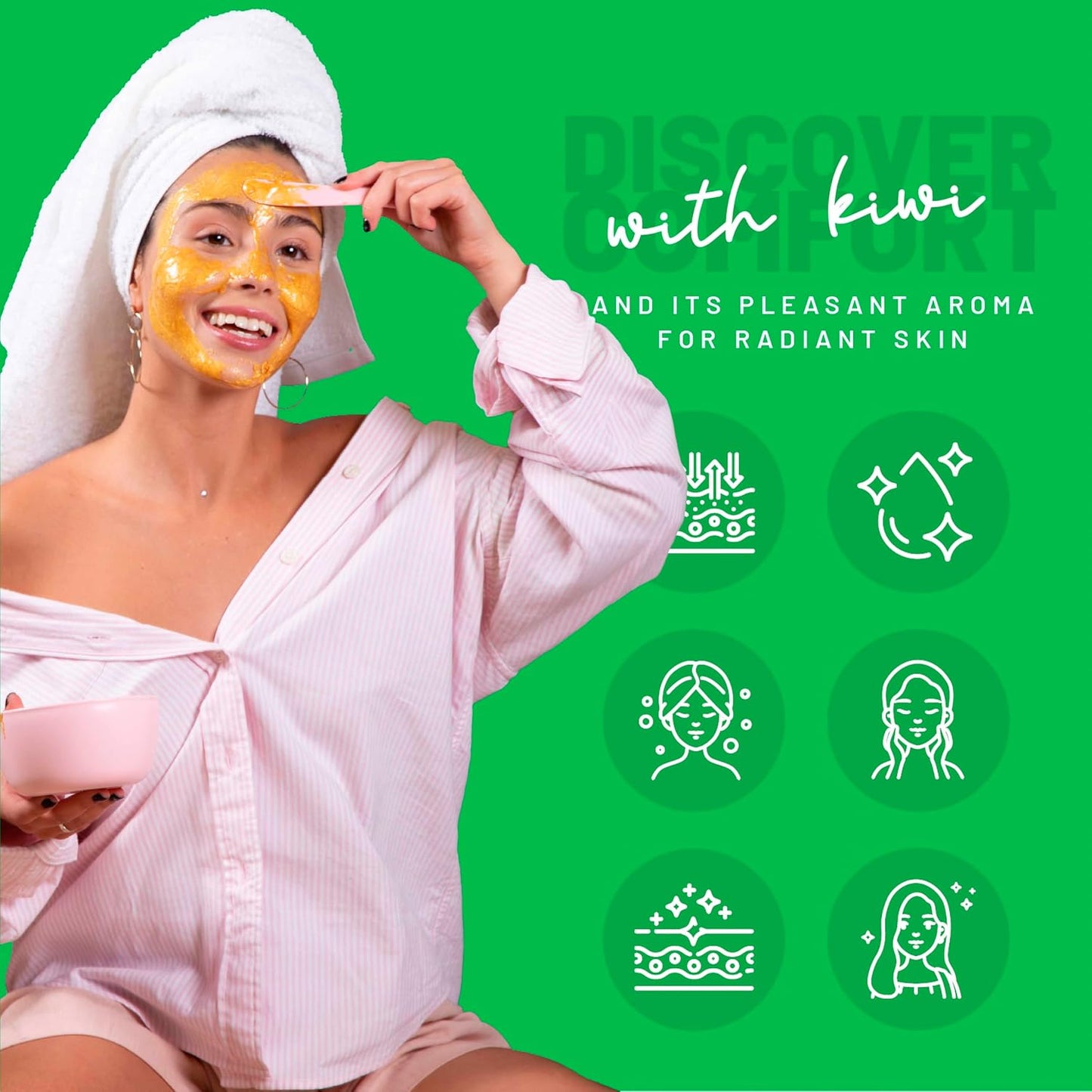 BRÜUN Peel-Off Kiwi Jelly Mask for Face Care – A 23 fl oz Rubber Mask Jar for 30 to 35 Treatments – A Skin Care Moisturizing Gel Mask of Spa Set for Men, Women and Adults