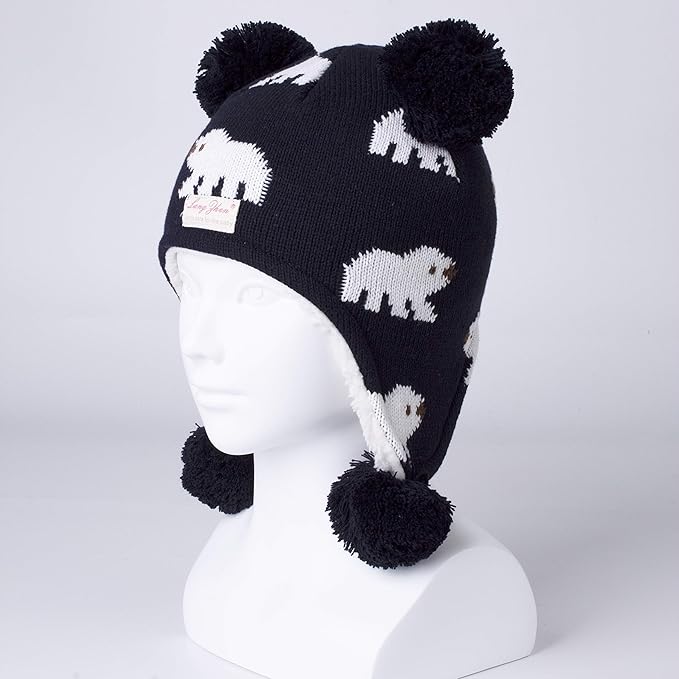 LANGZHEN Toddler Kids Infant Winter Hat,Earflap Knit Warm Cap Fleece Lined Beanie for Baby Boys Girls