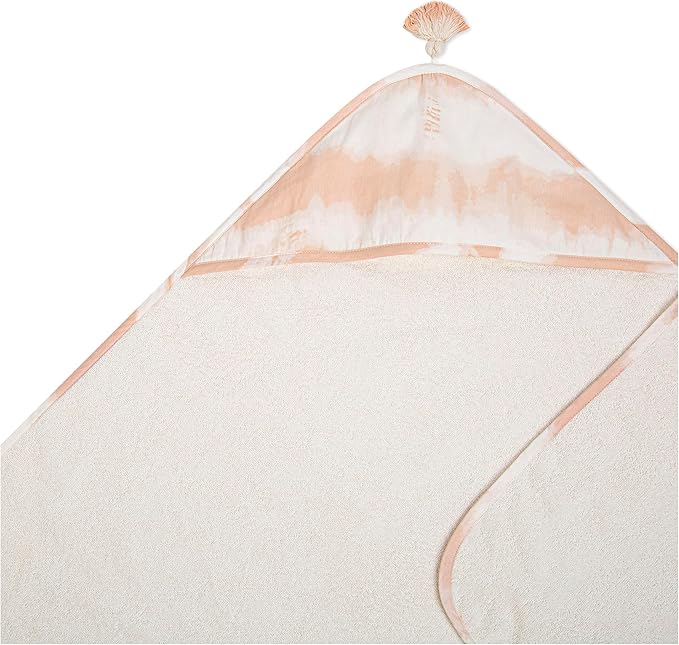 Crane Baby Hooded Towel - 100% Cotton & Terry Cloth, Pink Tie-Dye, 30" x 30", Hooded Baby Beach & Bath Towel