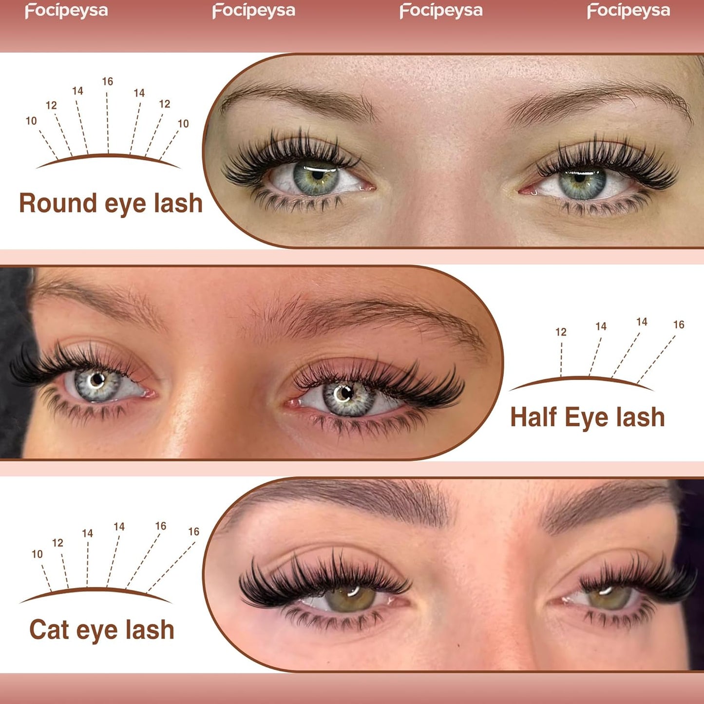 Focipeysa Volume Lash Clusters Wispy Eyelashes Extensions 10-16mm Cluster Lash Extensions C-Curl Lashes Extensions with Bottom Lashes Salon Effect Individual Eyelash DIY Eyelashes Clusters at Home