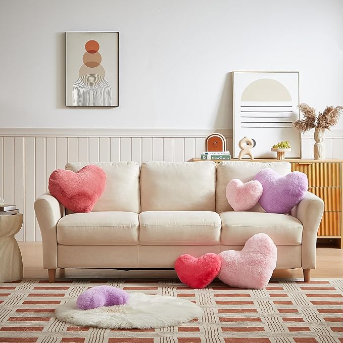EastTree Heart Pillows, Peach Pink Heart Shaped Pillows, Ultra Soft Extra-Large Fluffy Pillows, Love Throw Pillows Gifts, Women Girls Living Room Decor 15x18 Inch