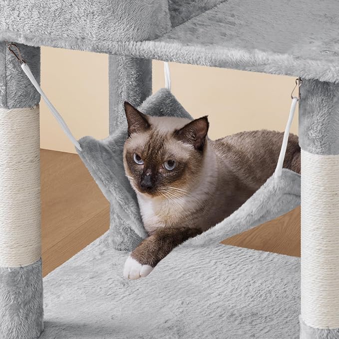 Yaheetech 64.5in Extra Large Multi-Level Cat Tree Kittens Play House Condo - Image 6