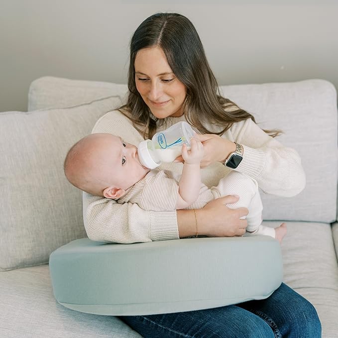 Dr. Brown's Feeding and Nursing Lap Support Pillow with Cover, Premium Memory Foam, Responsive Firm Support, Storm Green