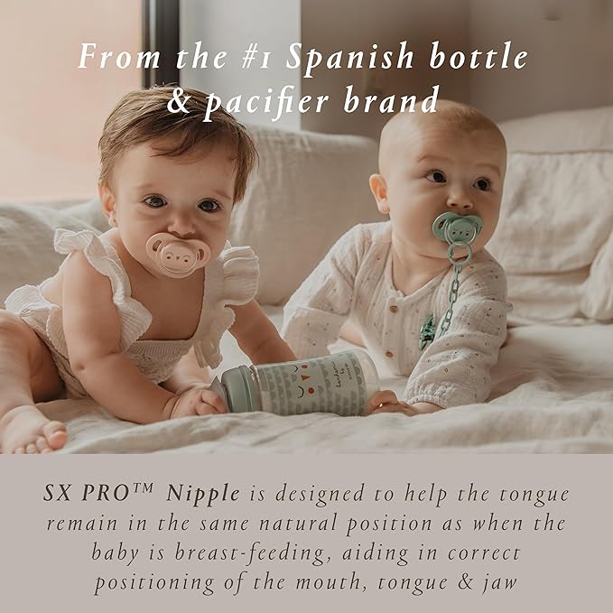 Suavinex Bonhomia SX PRO Physiological Pacifier, Supports Breastfeeding Babies, Pacifiers for 6-18 Months, Baby Pacifier, Baby Accessories, (Beige)