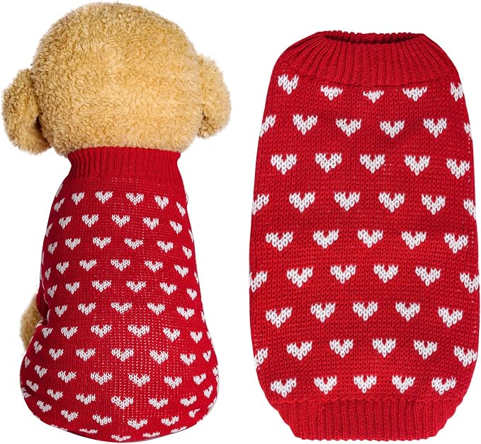 Dxhycc Dog Knitted Sweater Dog Heart Sweater Puppy Sweater Warm Soft Pet by Dxhycc