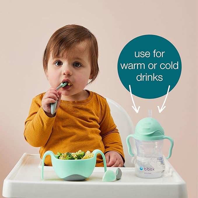 b.box Sippy Cup with Weighted Straw (2-pack). Drink from any Angle, Leak Proof, Spill Proof, Easy Grip. BPA Free, Dishwasher Safe. For Babies 6m+ to Toddlers (tutti frutti + boysenberry, 8oz)