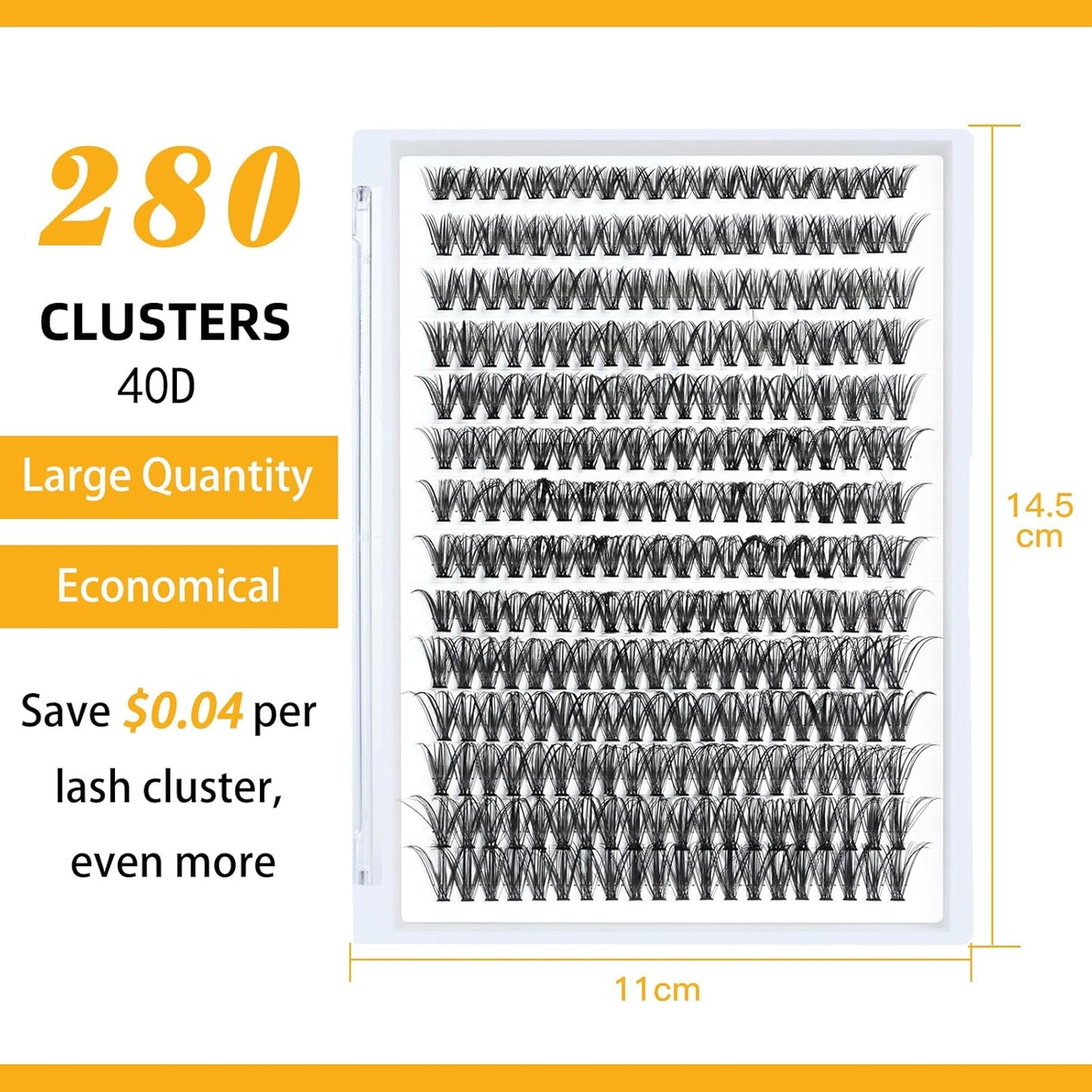 B&Q Lash Clusters 40D-C-14 Individual Lashes 280 Clusters False Eyelash 10D 20D 30D 40D Lash Clusters Extensions Individual Lashes Cluster DIY Eyelash Extensions at Home (40D-C,14MM)