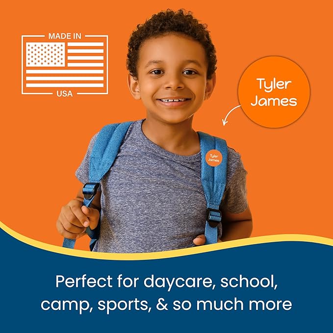 Name Bubbles - Basic Daycare Name Stickers for Kids (144 Count) - Personalized Waterproof Name Labels for School Supplies, Clothing Tags, Baby Bottles, All Ages - Washable Stick-On Labels (One Color)