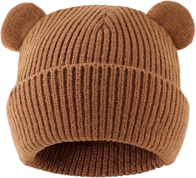 Bear Baby Beanie Knitted Baby Winter Hat Infant Toddler Boys Girls Beanie with Cotton Lining