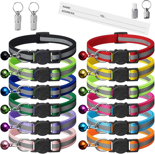 12 Pack Reflective-Breakaway Cat Collars by ExtodryPremiumCatCollarswithbell