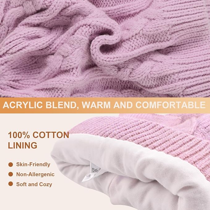 JANGANNSA Winter Warm Knitted Baby Hat for Girls Cotton Lined Infant Toddler Hat Autumn Cute Bow Classic Girls Beanie 0-6Y