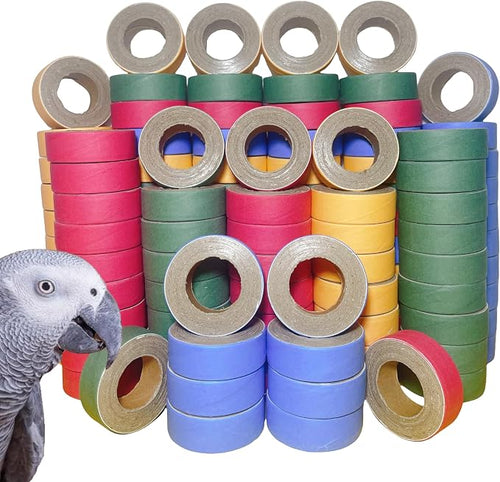 120Pcs Fatty Bagels Bird Toys for Parrots Durable Cardboard Chewing Shredding by Unknown